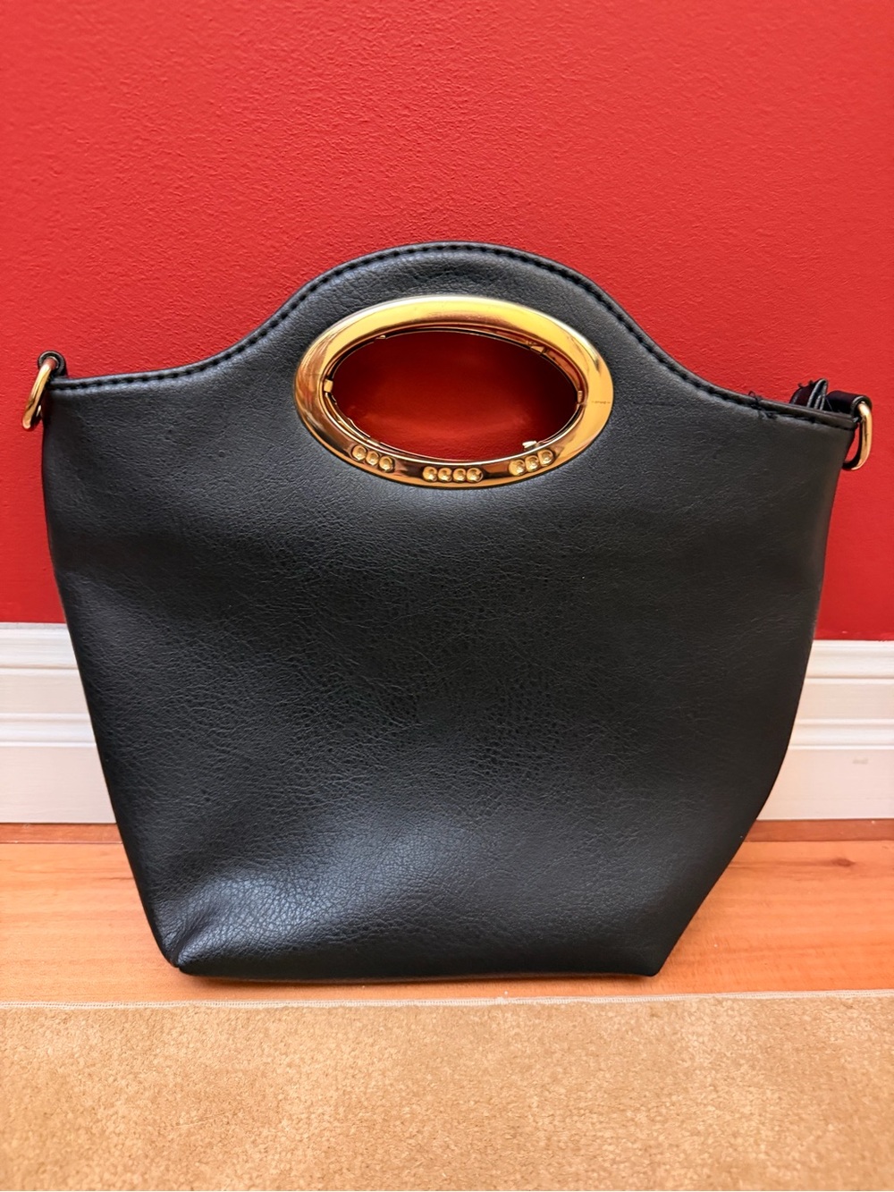 Kate Hill Vintage Y2K Black Cutout O-Ring Handle Tote Satchel Bag - Flawless